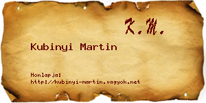 Kubinyi Martin névjegykártya
