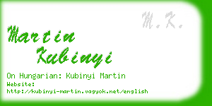 martin kubinyi business card
